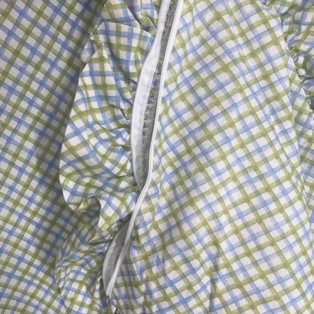 Laura Ashley  Pillowcase European & 13 x 13‎ Blue & Green Plaid Country